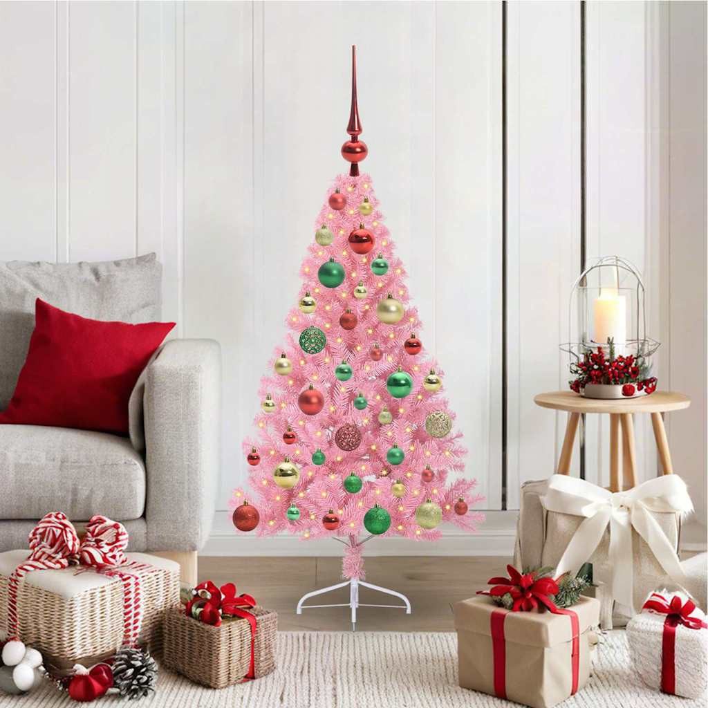 vidaXL Künstlicher Weihnachtsbaum vidaXL Künstlicher vorbeleuchteter Weihnachtsbaum Rosa 120 cm PVC