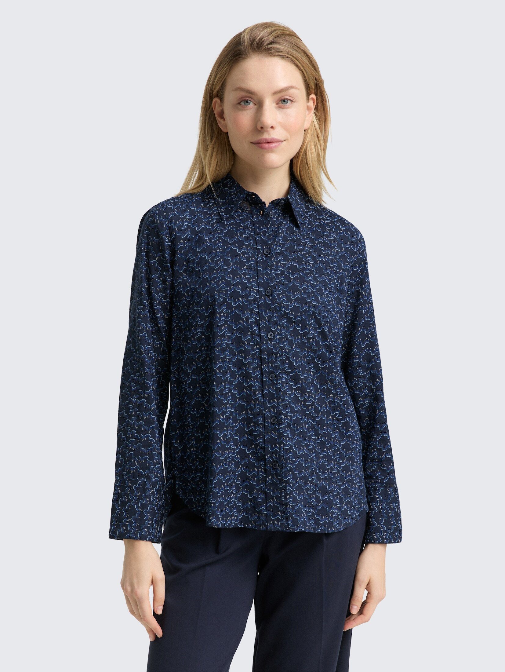 TOM TAILOR Langarmbluse Blusen & Shirts Hemdbluse mit Muster günstig online kaufen