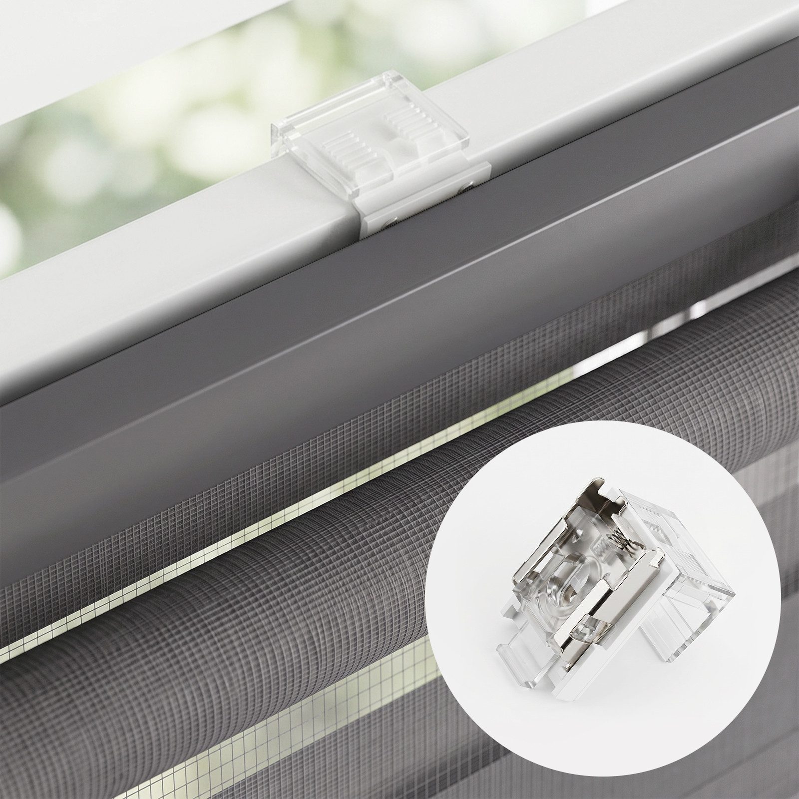 Doppelrollo Duo Rollo Klemmfix ohne Bohren freihängend Lichtschutz für Fenster, Salcar, Grau 40x130cm, Klemmträger blickdicht Jalousie Seitenzugrollo für Tür – Bild 5 von 5