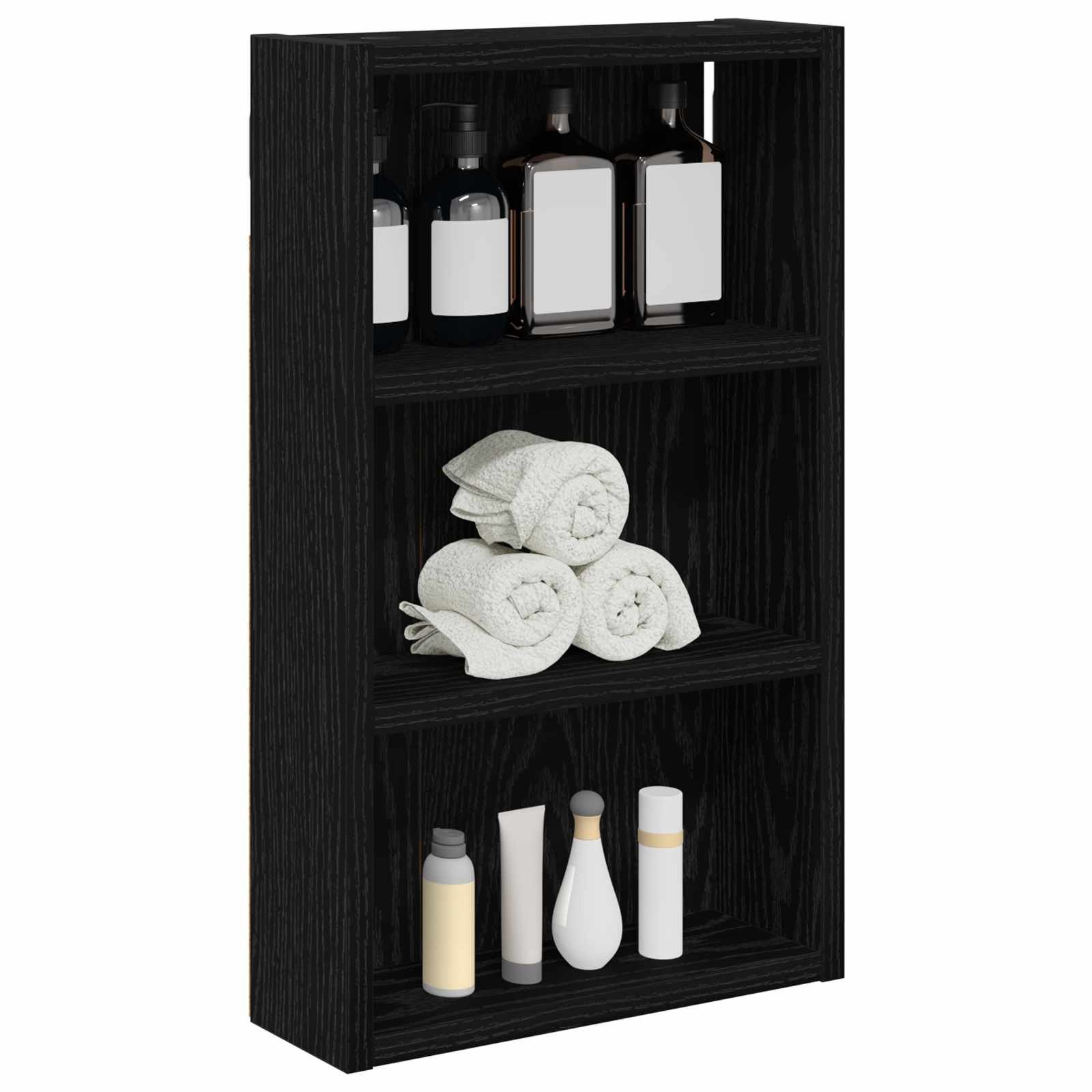 vidaXL Badezimmerspiegelschrank Badezimmer-Wandschrank Schwarz Eichen-Optik 30 x 10 x 50 cm (1-St)