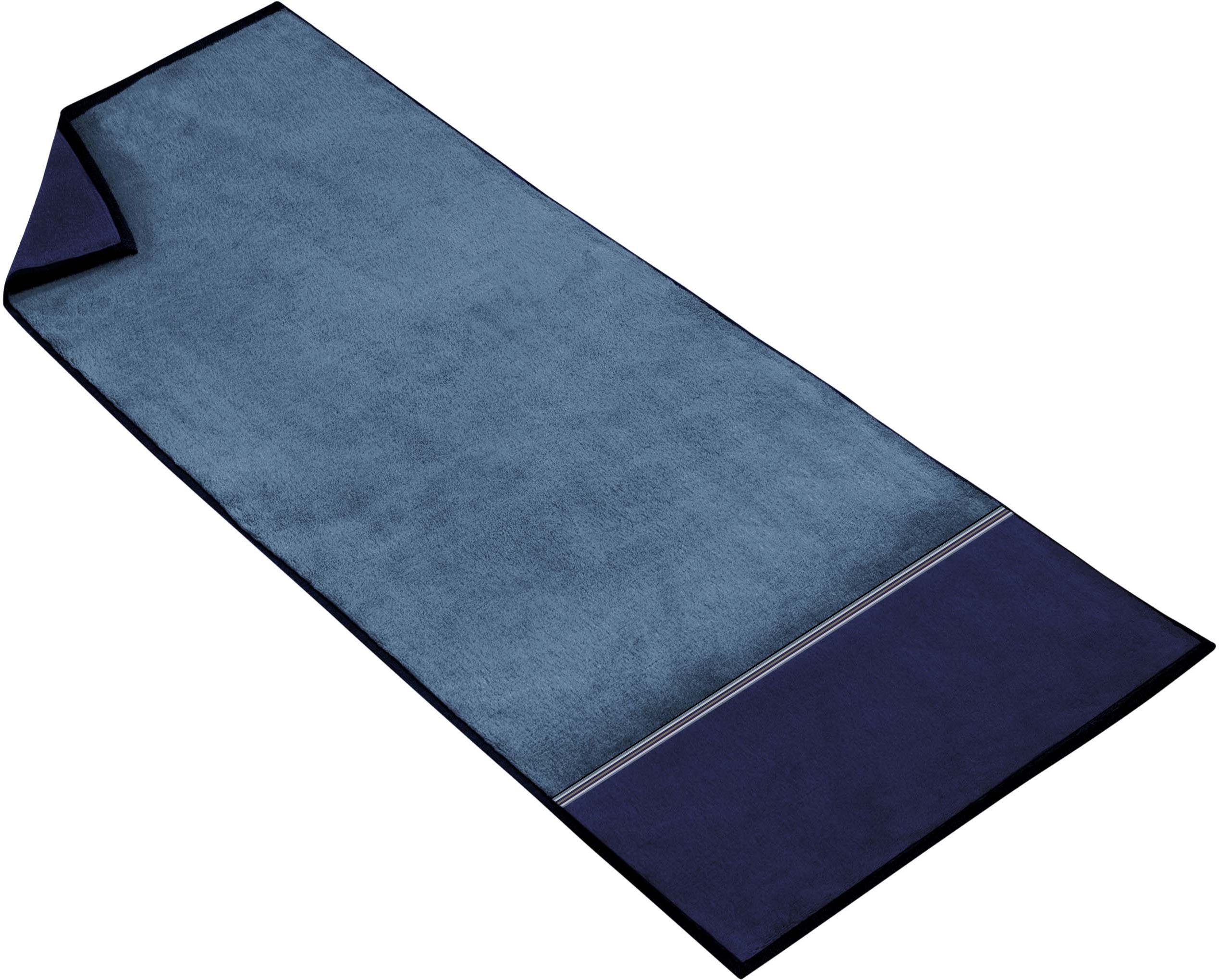 Vossen Saunatuch Asthor, Webfrottier farbigen Kordelbiesen (1-St), blue mit polo