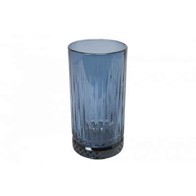 Pasabahce Longdrinkglas Longdrink Glas im Retro-Design und Kristall-Look, 445 ml, 4 Stück blau