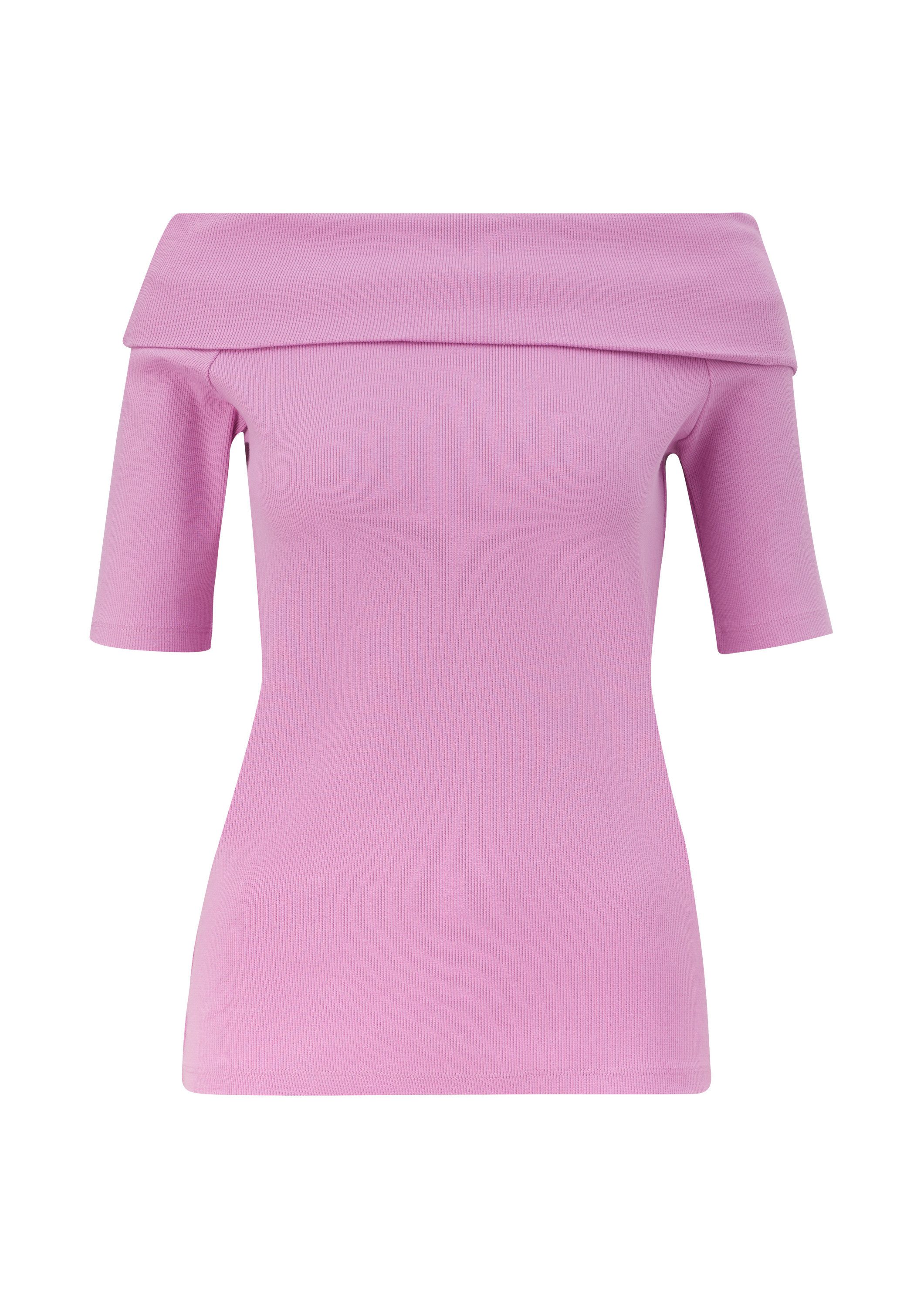 s.Oliver Kurzarmshirt T-Shirt Stretchiges Rippshirt mit Carmen-Ausschnitt günstig online kaufen