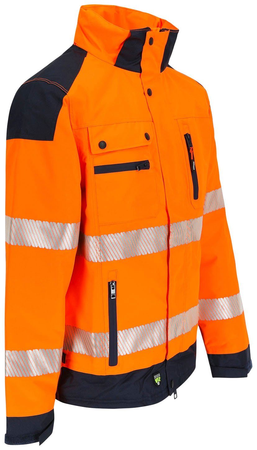 Reissverschlusstaschen viele HIGH VIZ Herock winddicht, atmungsaktiv, orange Hodor Regenjacke, Arbeitsjacke