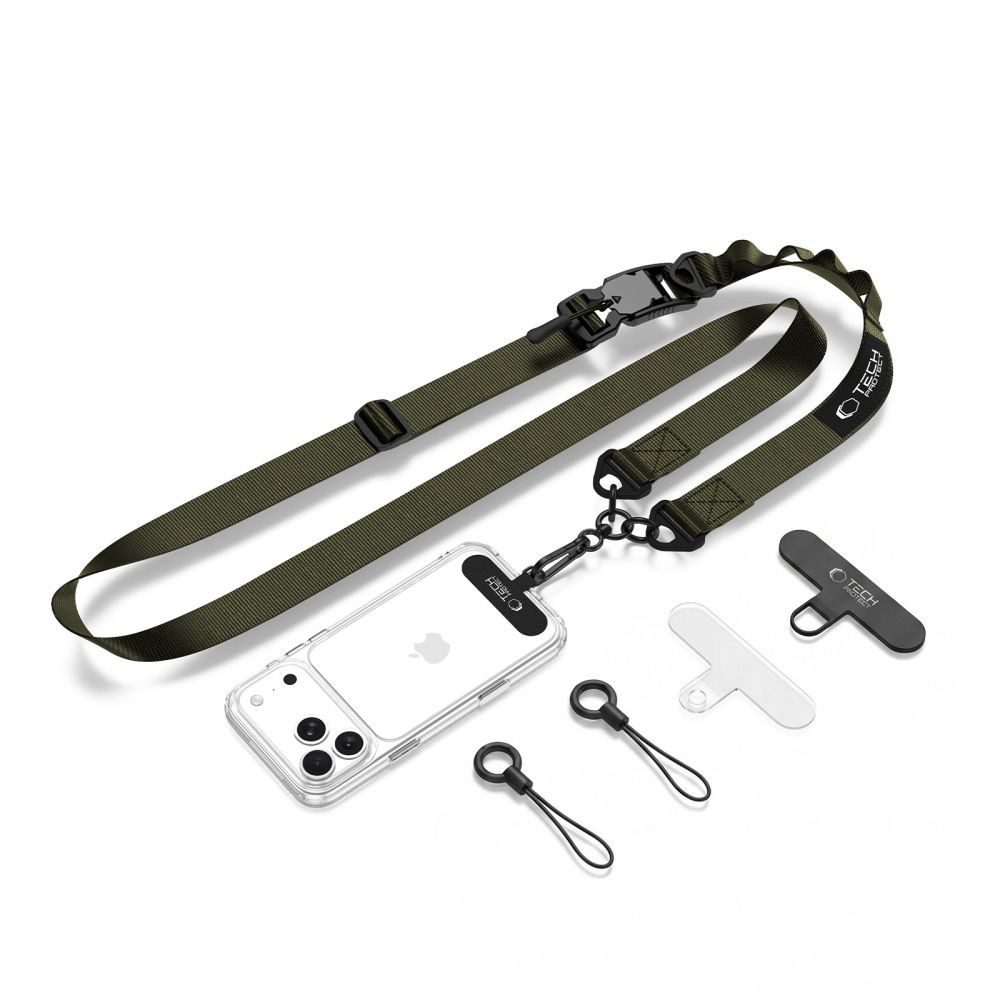 TECH PROTECT Handykette Umhängeband Schultergurt Handyband, Magnetverschluss, MOLLE-System, 91-140 cm