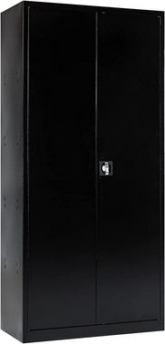 Furni24 Aktenschrank Aktenschrank, Stahl, 92 x 195 cm schwarz