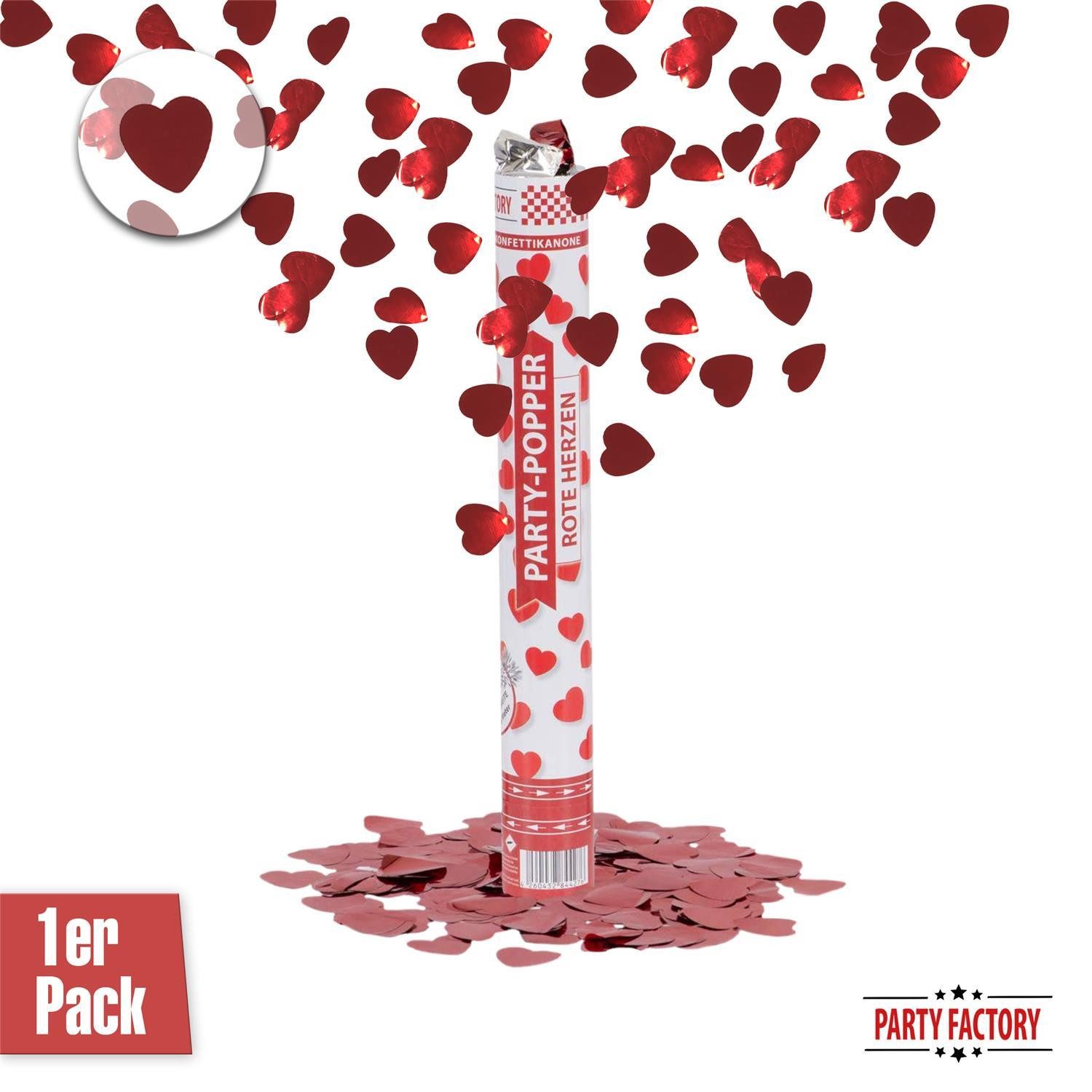 Party Factory Konfetti Party Popper 40cm Rote Herzen für Valentienstag