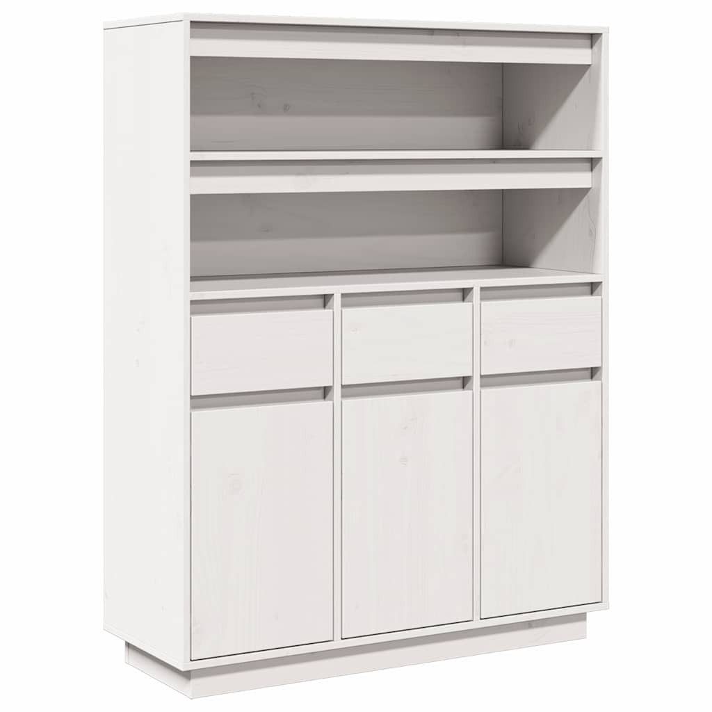 Highboard Highboard Weiß 89x34x116,5 cm Massivholz Kiefer