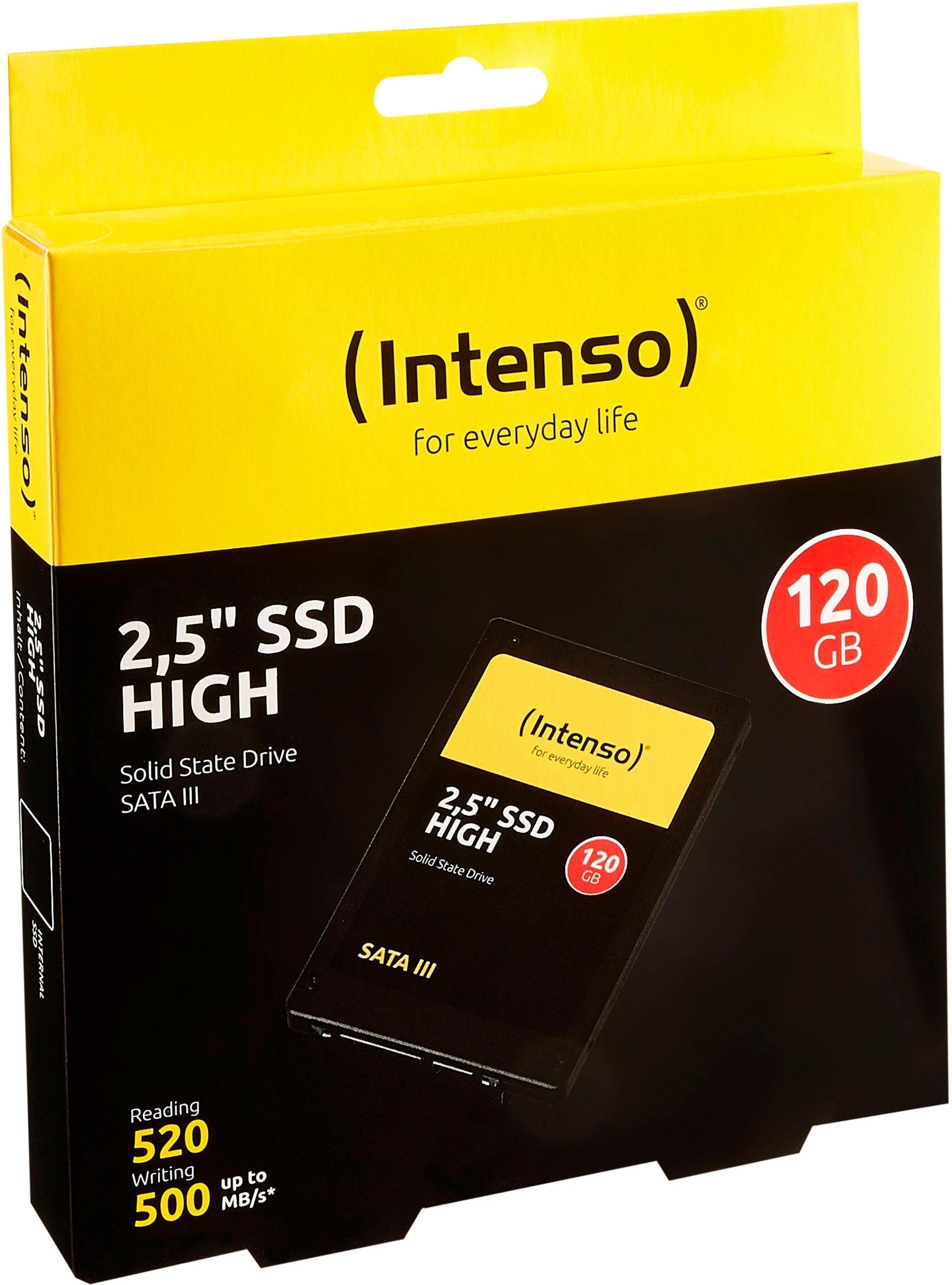 Intenso HIGH interne SSD (120 Lesegeschwindigkeit, GB) MB/S Schreibgeschwindigkeit 2,5" 480 MB/S 520