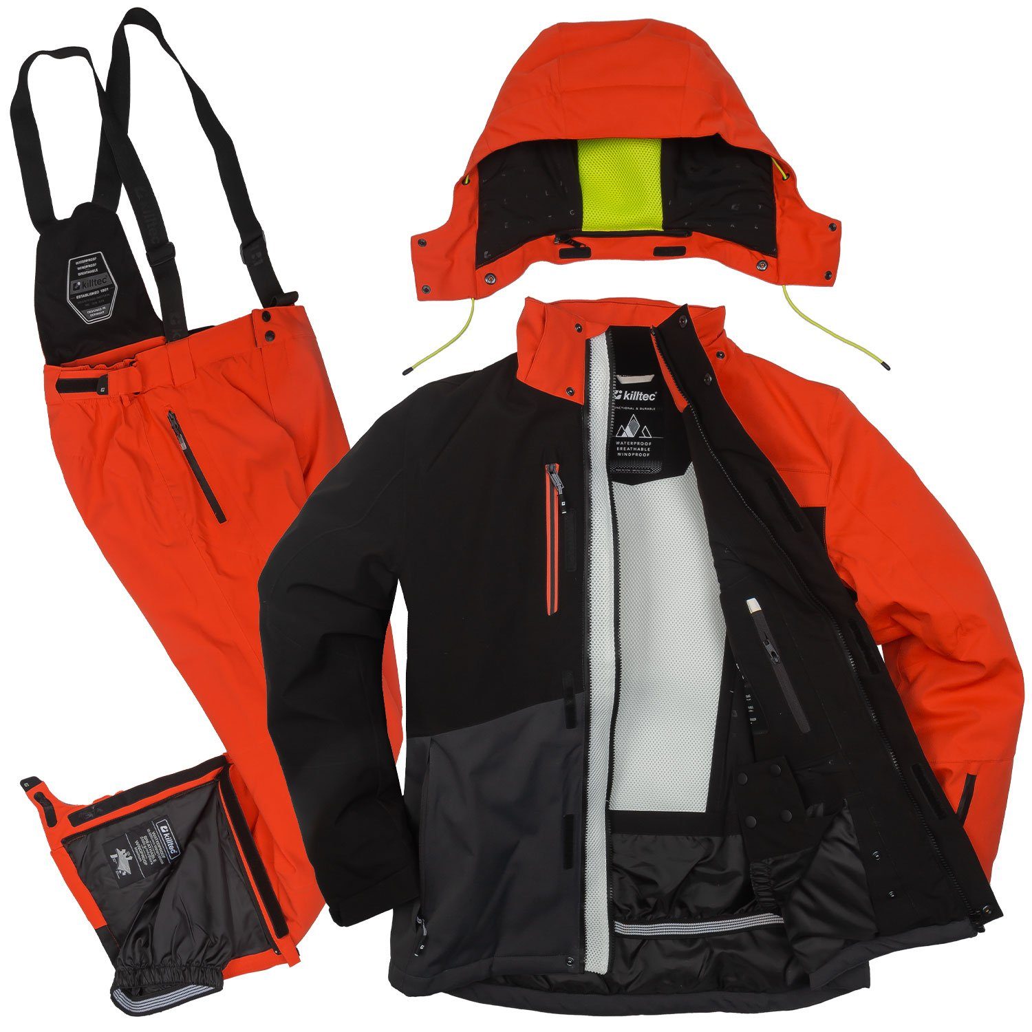 Killtec Skianzug Herren Skijacke + Skihose (orange/ anthrazit, Gr. S)