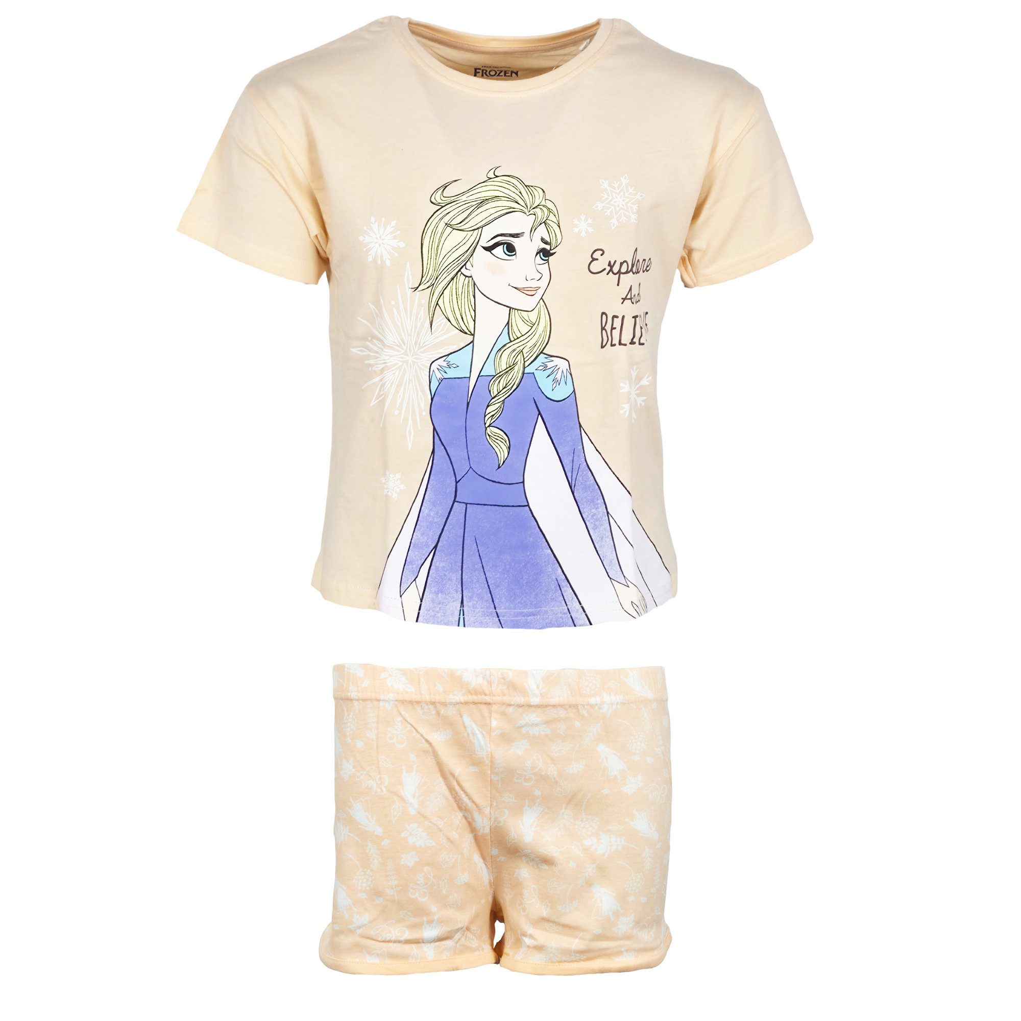 Disney Schlafanzug Disney Die Eiskönigin Elsa Kinder Pyjama Shorts Shirt 100% Baumwolle, Gr. 92 bis 128