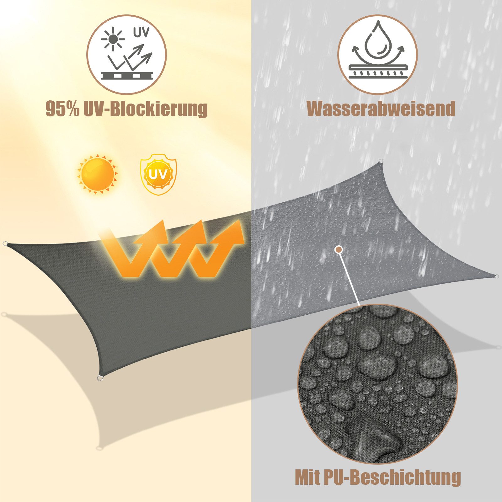 Woltu Sonnensegel, (1-tlg), aus PES, 200 günstig online kaufen