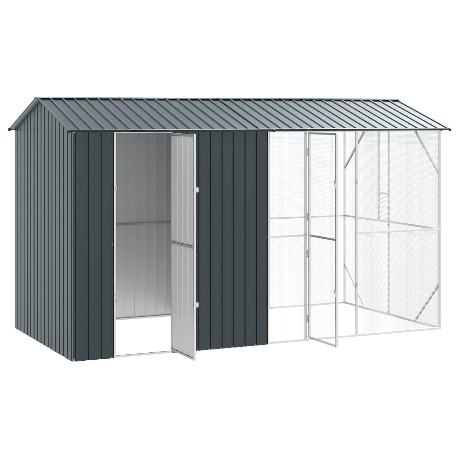 vidaXL Vogelkäfig, Vogelkäfig Anthrazit 430 x 208 x 247 cm Verzinkter Stahl