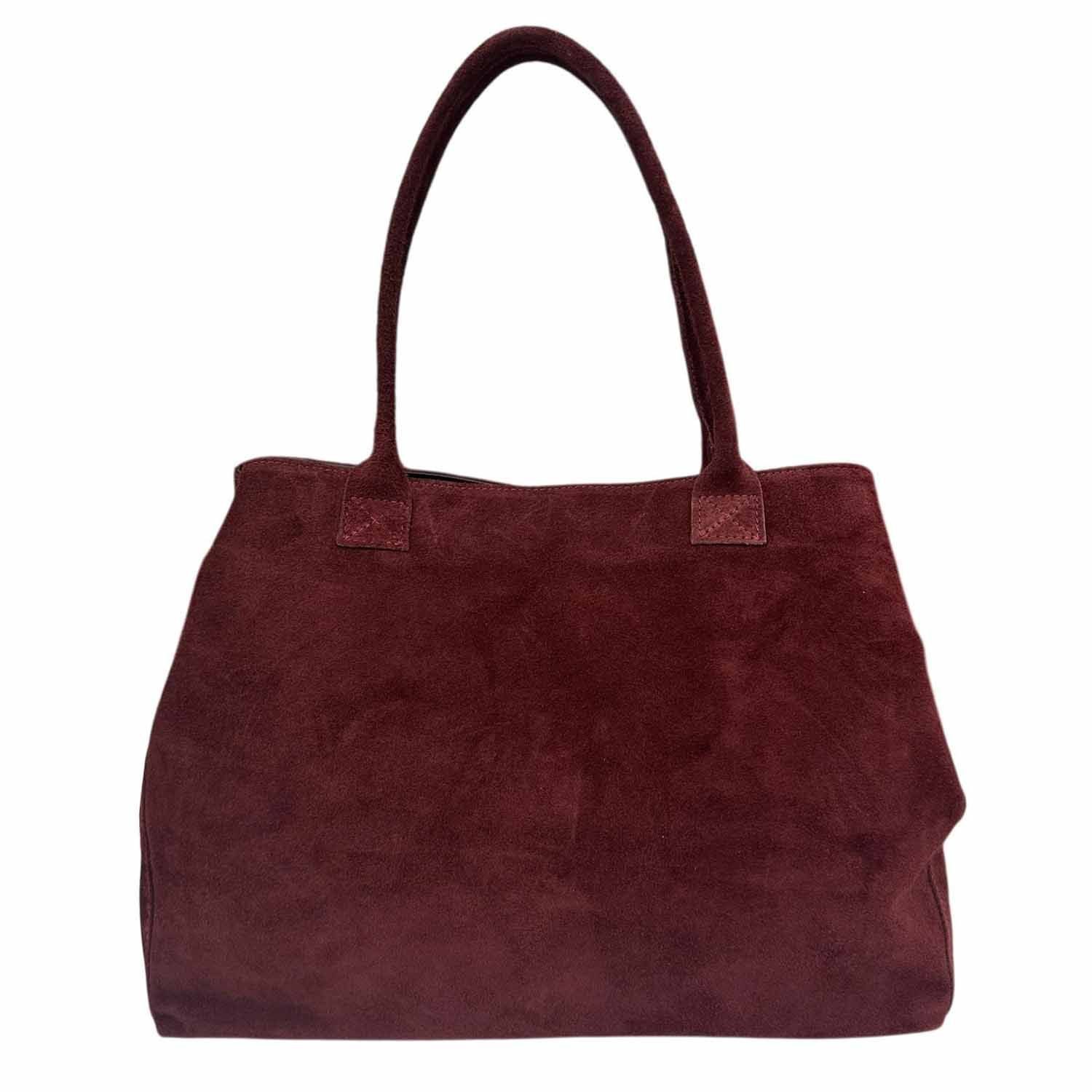 ITALYSHOP24 Shopper Made in Italy XL Damen Leder Tasche Tote Bag Shopper Schultertasche, Wildleder Handtasche Henkeltasche DIN-A4 Business Reise Veloursleder