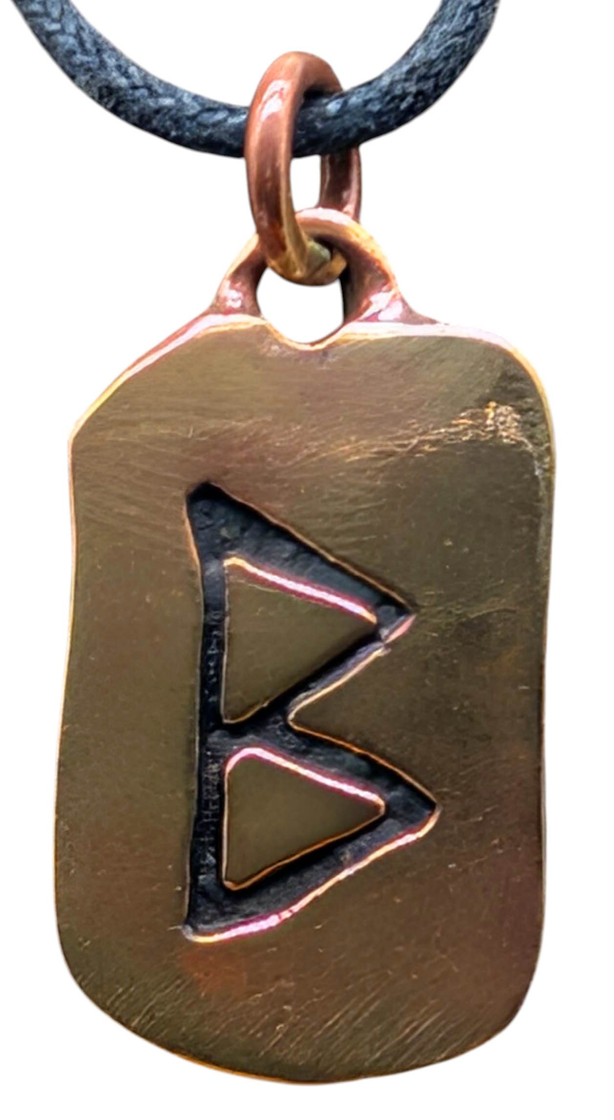 Kiss of Leather Kettenanhänger Rune Runen Anhänger Bronze Buchstabe B Berkana Beorc Birke Wachstum
