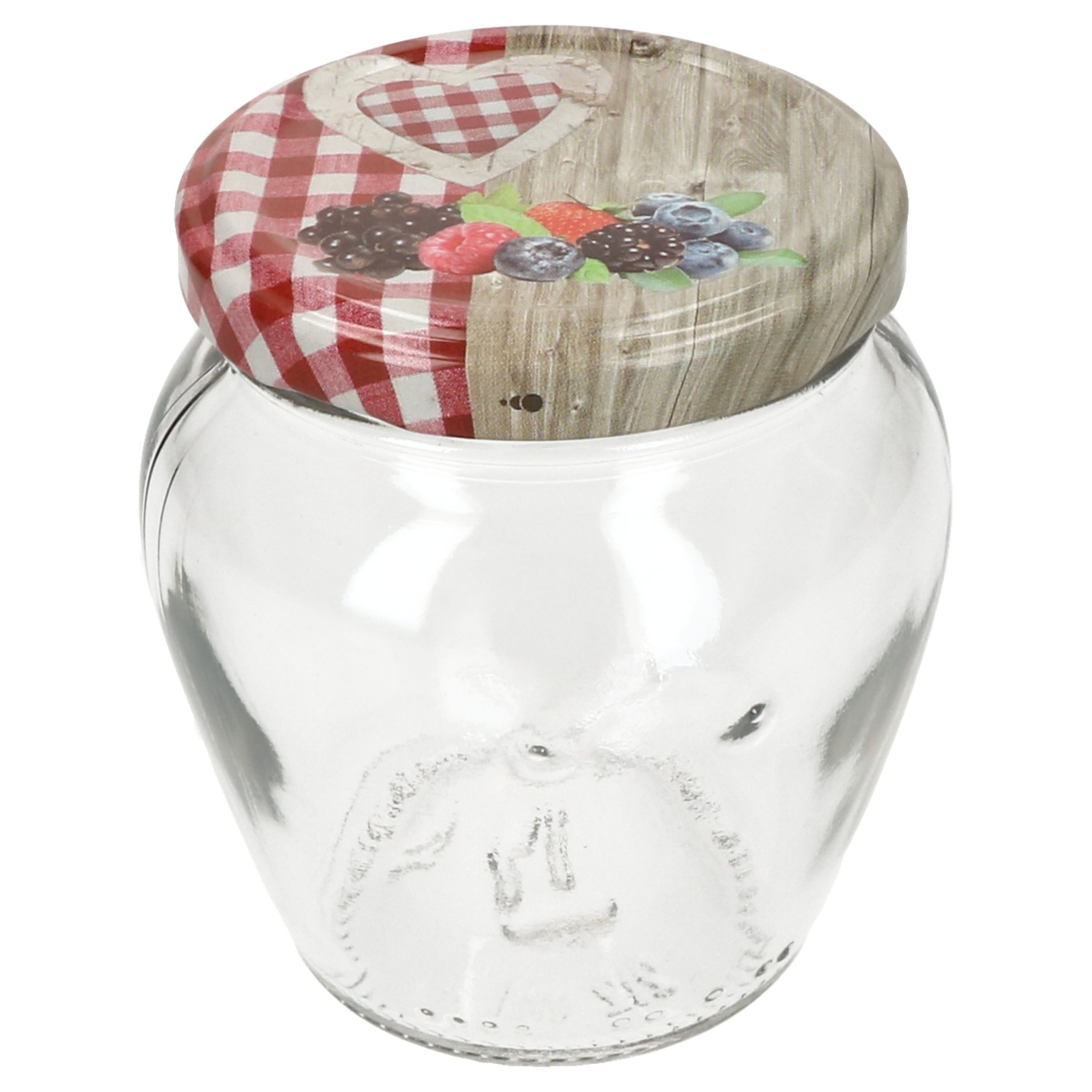 MamboCat Einmachglas Mambocat 20er Set Marmeladengläser 212 ml Holz-Herz Rot Beeren Deckel, Glas – Bild 3 von 5