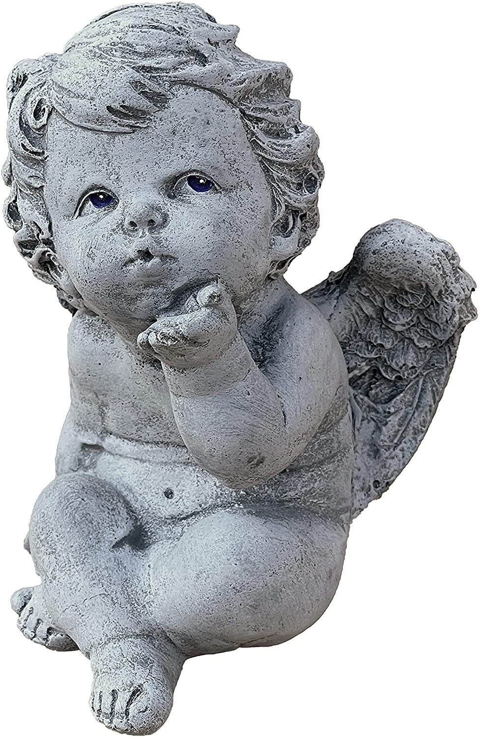 Stone and Style Engelfigur Frostfeste Steinfigur kleiner Engel Kussmund