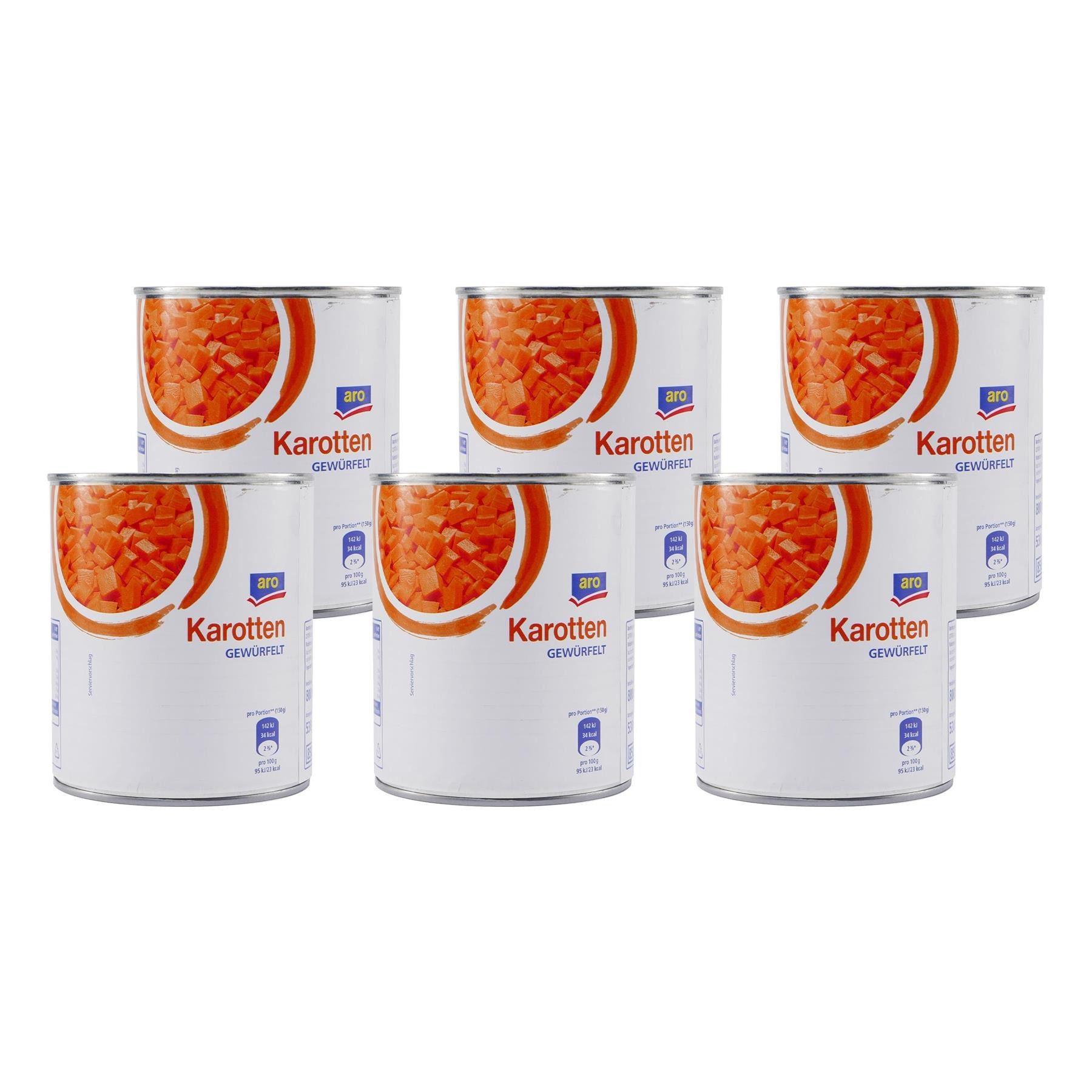 ARO Gemüsekonserve aro Karotten -gewürfelt- (12 x 800g), 1 x 9600 g, 12 St. (12er Pack), -gewürfelt- in Aufguss