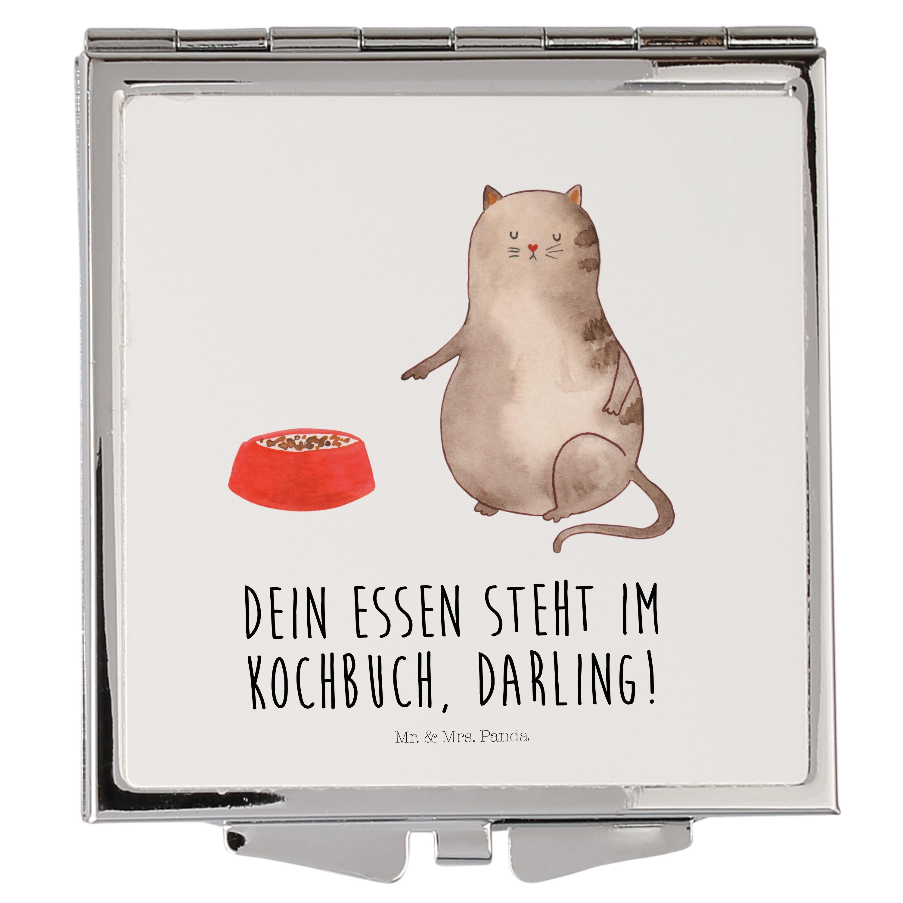 (1-St) & - Mrs. fressen Kosmetikspiegel Katzendeko, Mr. Katzenmoti Katzenfreund, Weiß - Panda Geschenk, Katze