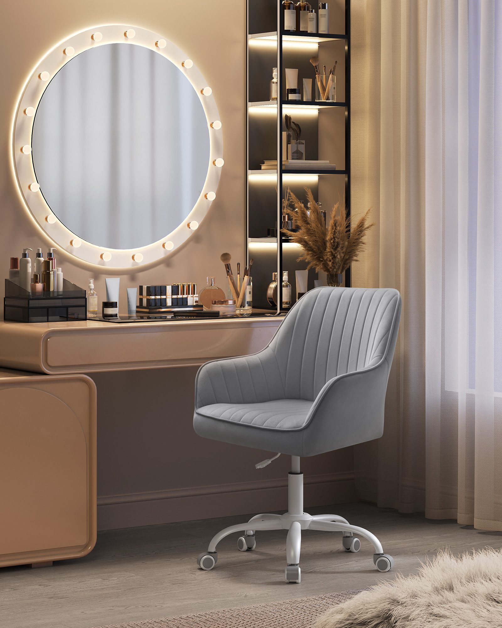 SONGMICS Bürostuhl Schminkstuhl, Homeoffice Stuhl, höhenverstellbar, Breite 62 cm, Schreibtischstuhl