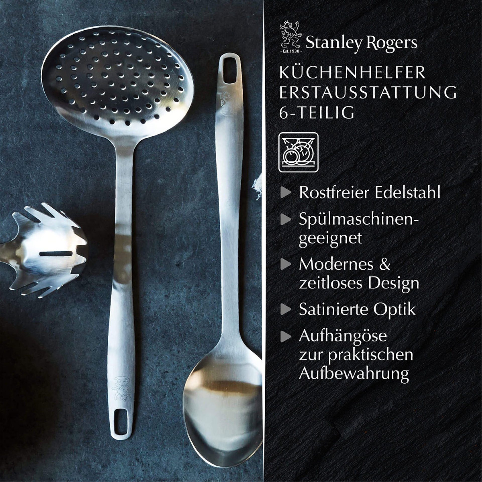 Stanley Rogers Kochbesteck-Set Küchenhelfer-Set Edelstahl spülmaschinenfest