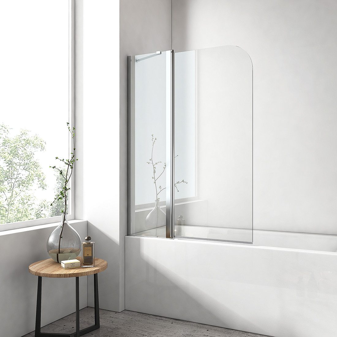 EMKE Badewannenfaltwand Duschwand für Badewanne Faltbare Duschabtrennung mi günstig online kaufen