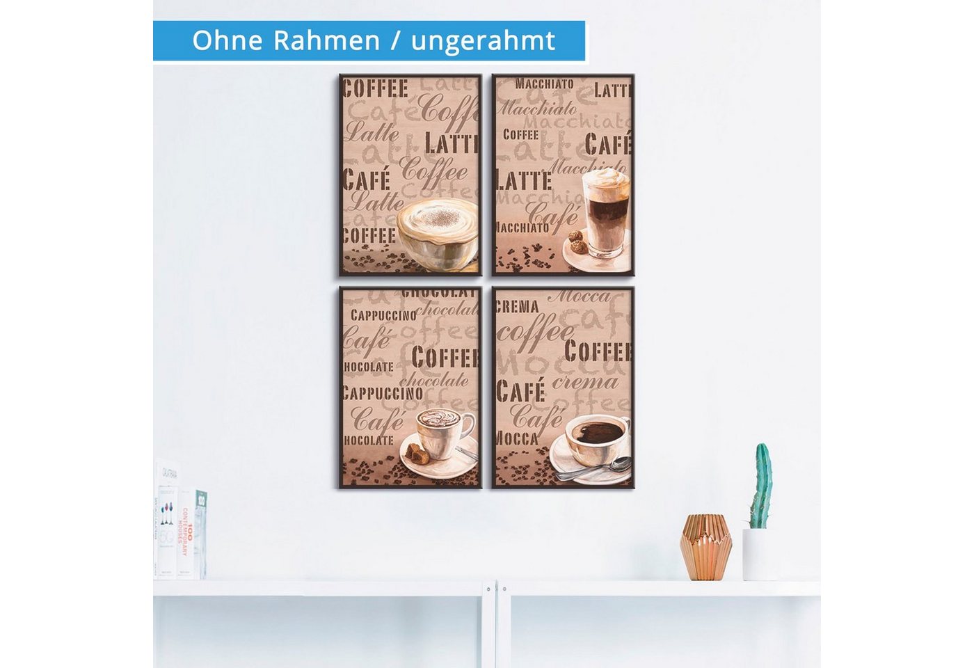 Artland Poster »Milchkaffee Latte MacchiatoChocolate«, Getränke (4 Stück), Poster, Wandbild, Bild, Wandposter-HomeTrends