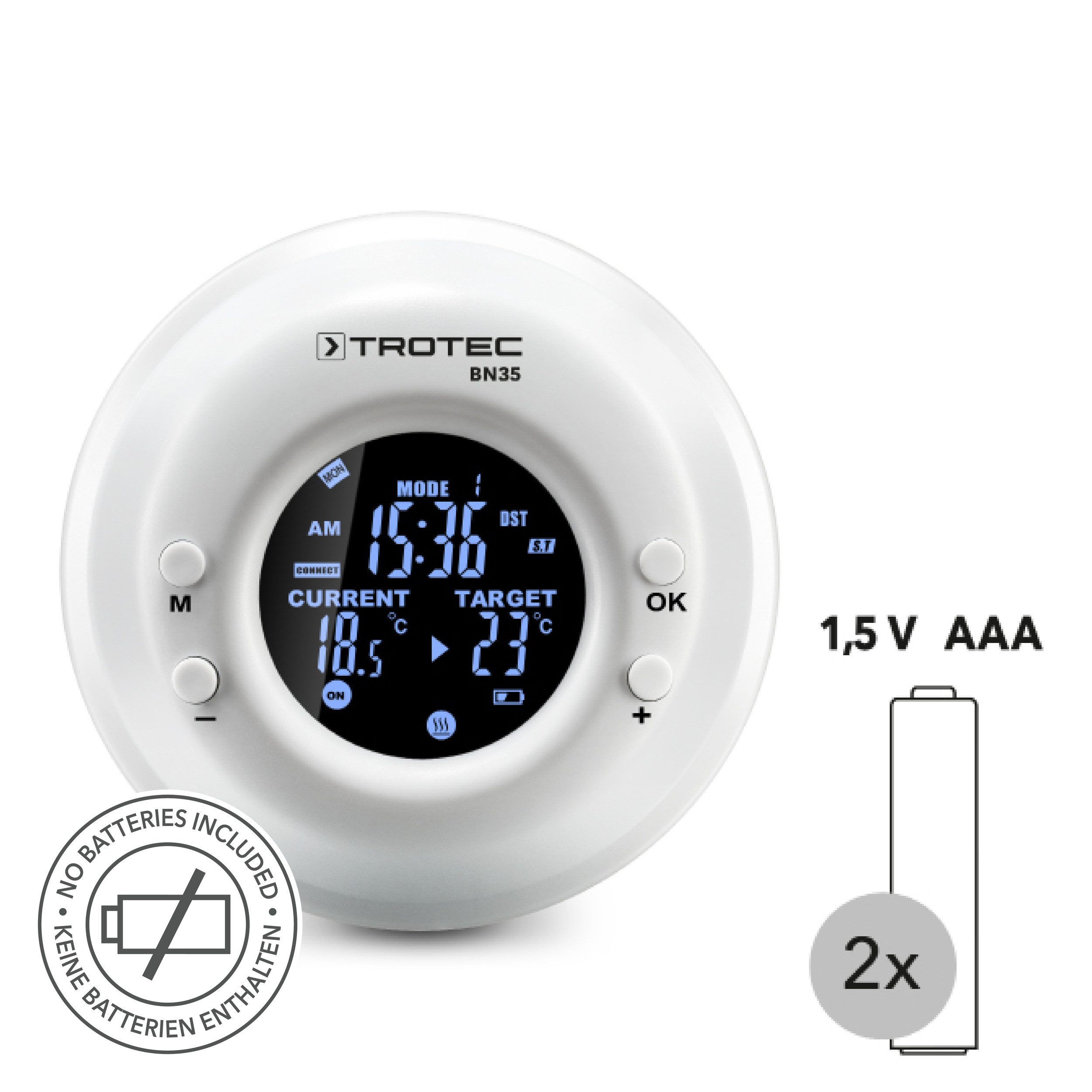 TROTEC Steckdosen-Thermostat Funk-Thermostat mit Zeitschaltuhr BN35 Thermostat Zeitsteuerung