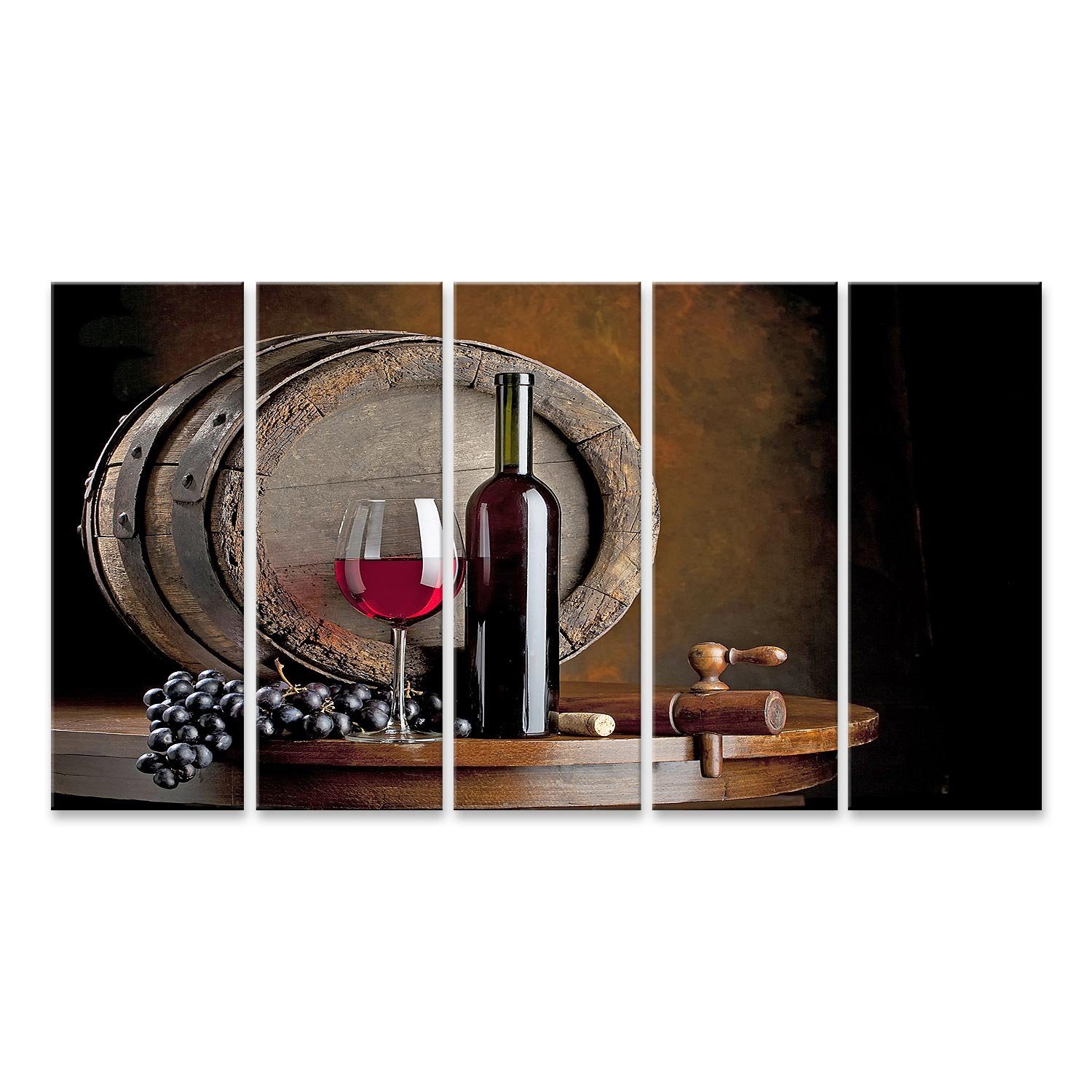 Leinwandbild Bild auf Leinwand Wein Komposition mit Weinfass auf Hintergrund Wandbi