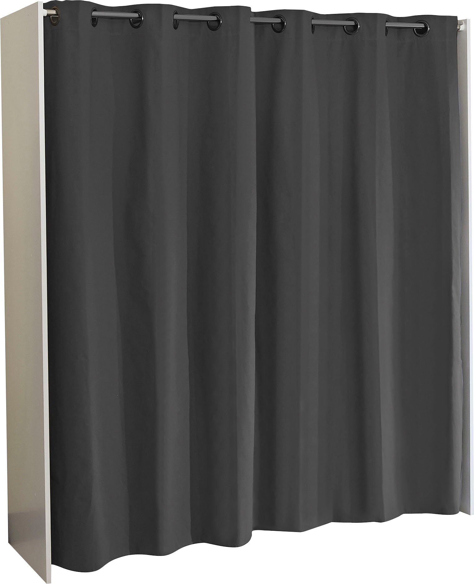 TemaHome Kleiderschrank Tom ausziehbarer 181 Fächer, viele cm und Kleiderschrank, Höhe weiß/dunkelgrau Vorhang