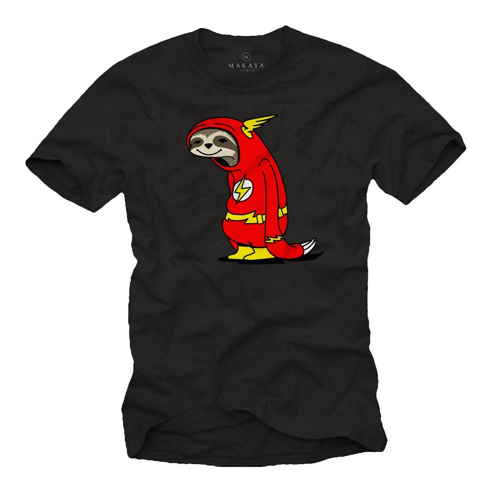 T-Shirt Faultier Männer Lustige Tiermotive Flash Herren Jungs