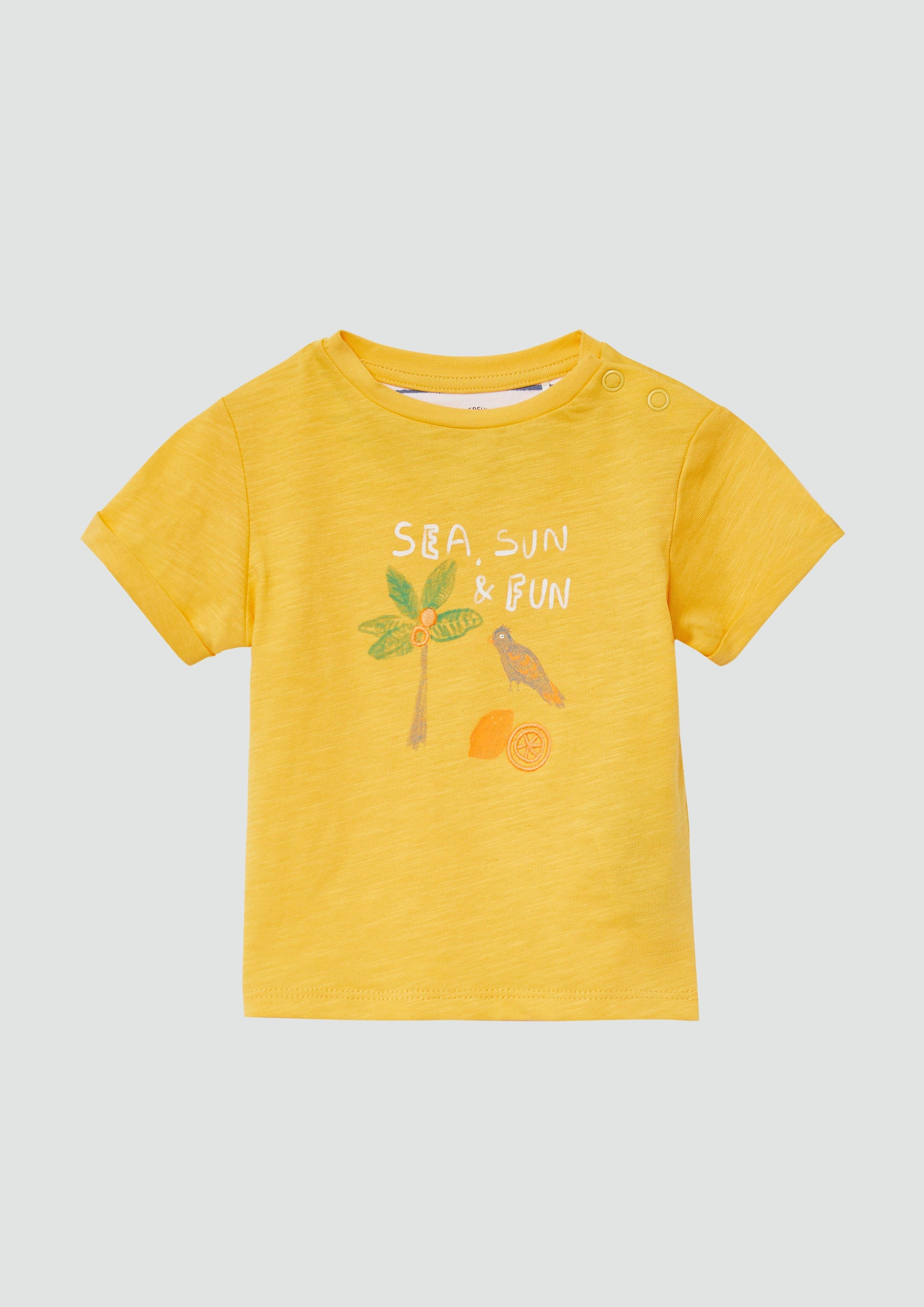 s.Oliver Kurzarmshirt Baumwoll-T-Shirt mit Stickerei und günstig online kaufen