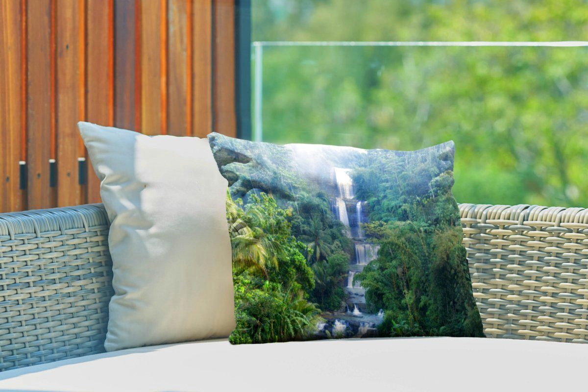 Kissenhülle Dekokissenbezug, Indonesien, Polyester, MuchoWow Wasserfälle in Dekokissen Outdoor-Dekorationskissen,