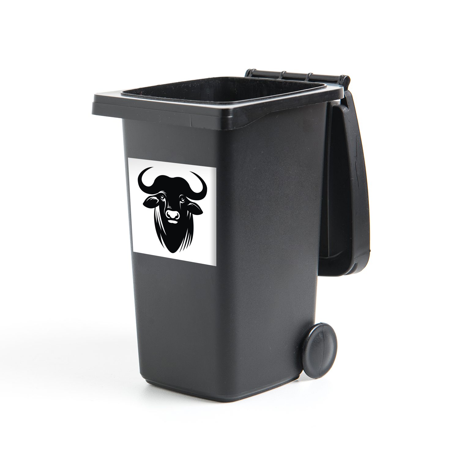 eines des Sticker, Container, (1 Schwarz-Weiß-Abbildung St), Kopfes Abfalbehälter MuchoWow Mülleimer-aufkleber, Mülltonne, Wandsticker Wasserbüffels