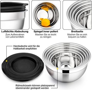 autolock Rührschüssel Rührschüsseln 5er-Set,Salatschüssel mit Deckel,Edelstahl mit, (5-tlg)