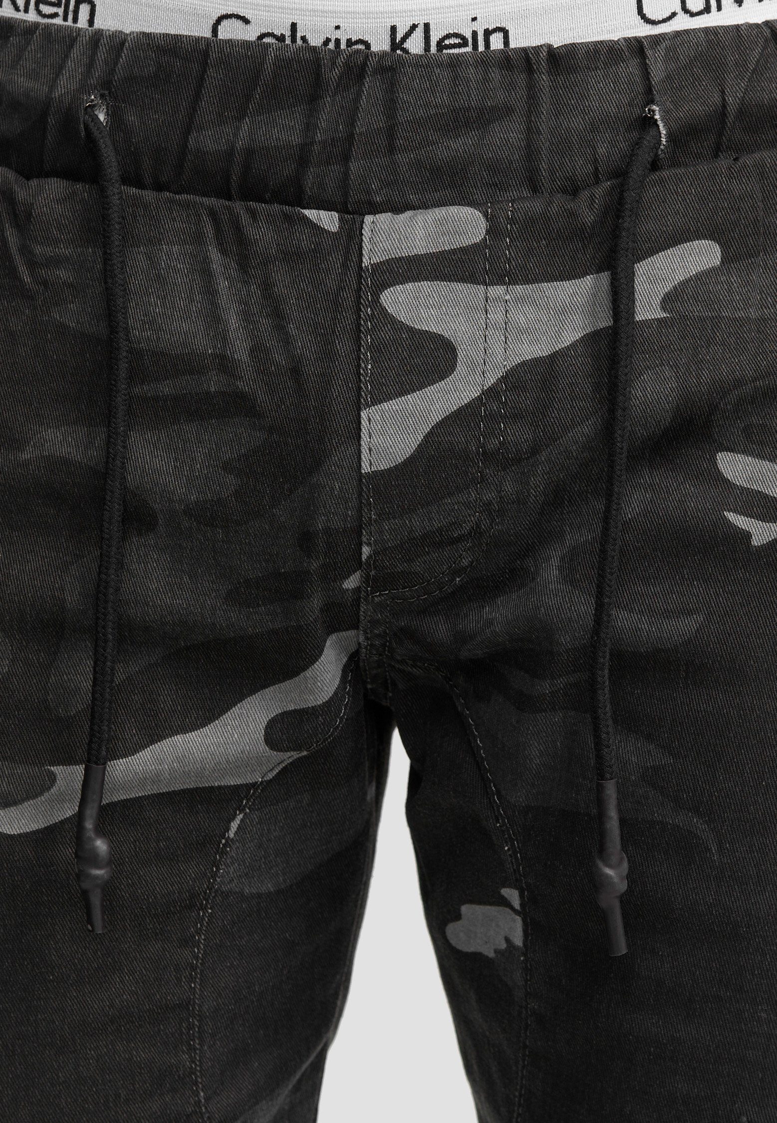 Herren (1-tlg) Slim Code47 Pants, Chino Jeans, Code47 Camouflage Fit, Slim-fit-Jeans Schwarz
