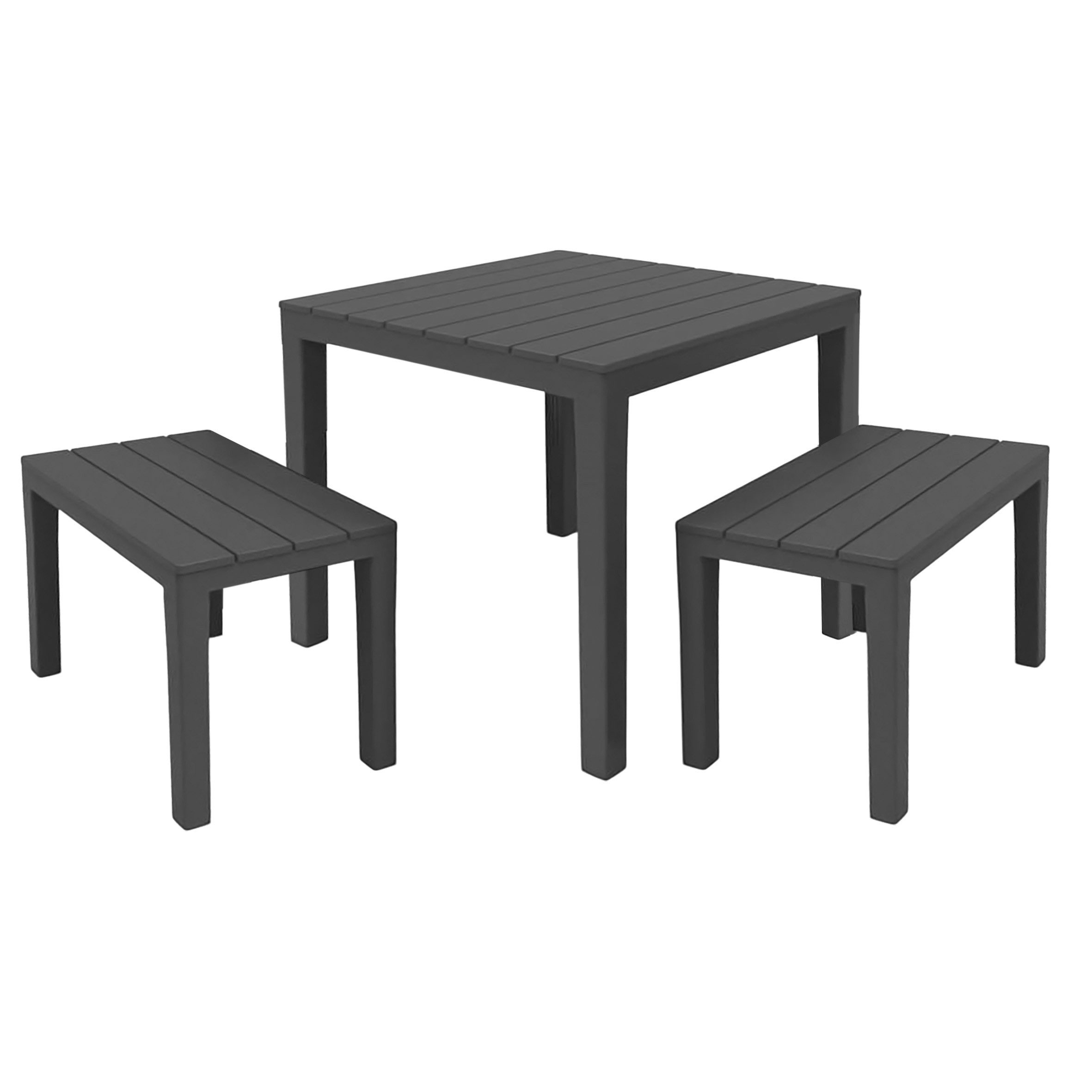 Spetebo Sitzgruppe Garten mit Tisch anthrazit - 3 teilig, (Anzahl, 1-tlg., Stück), wetterfest und UV-beständig