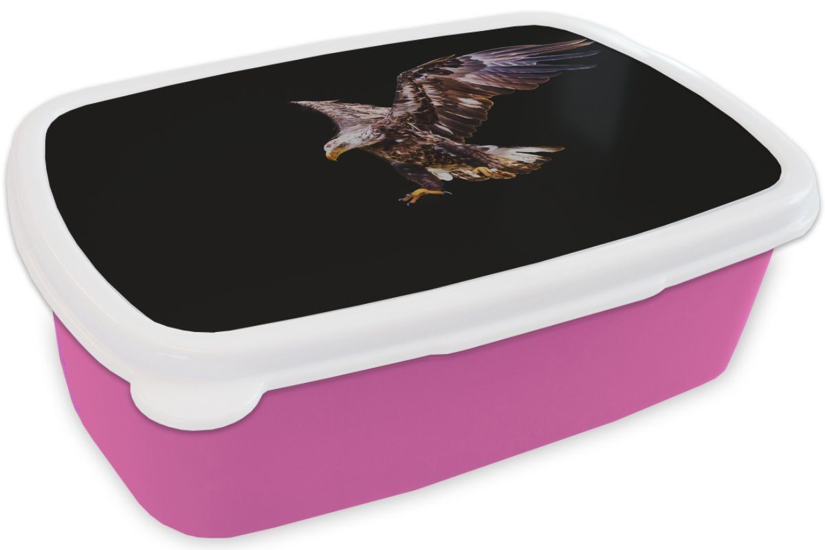 Mädchen, Erwachsene, Lunchbox - Brotbox Snackbox, Brotdose Federn, Adler rosa für MuchoWow Kunststoff, Kunststoff - (2-tlg), Vogel Kinder,