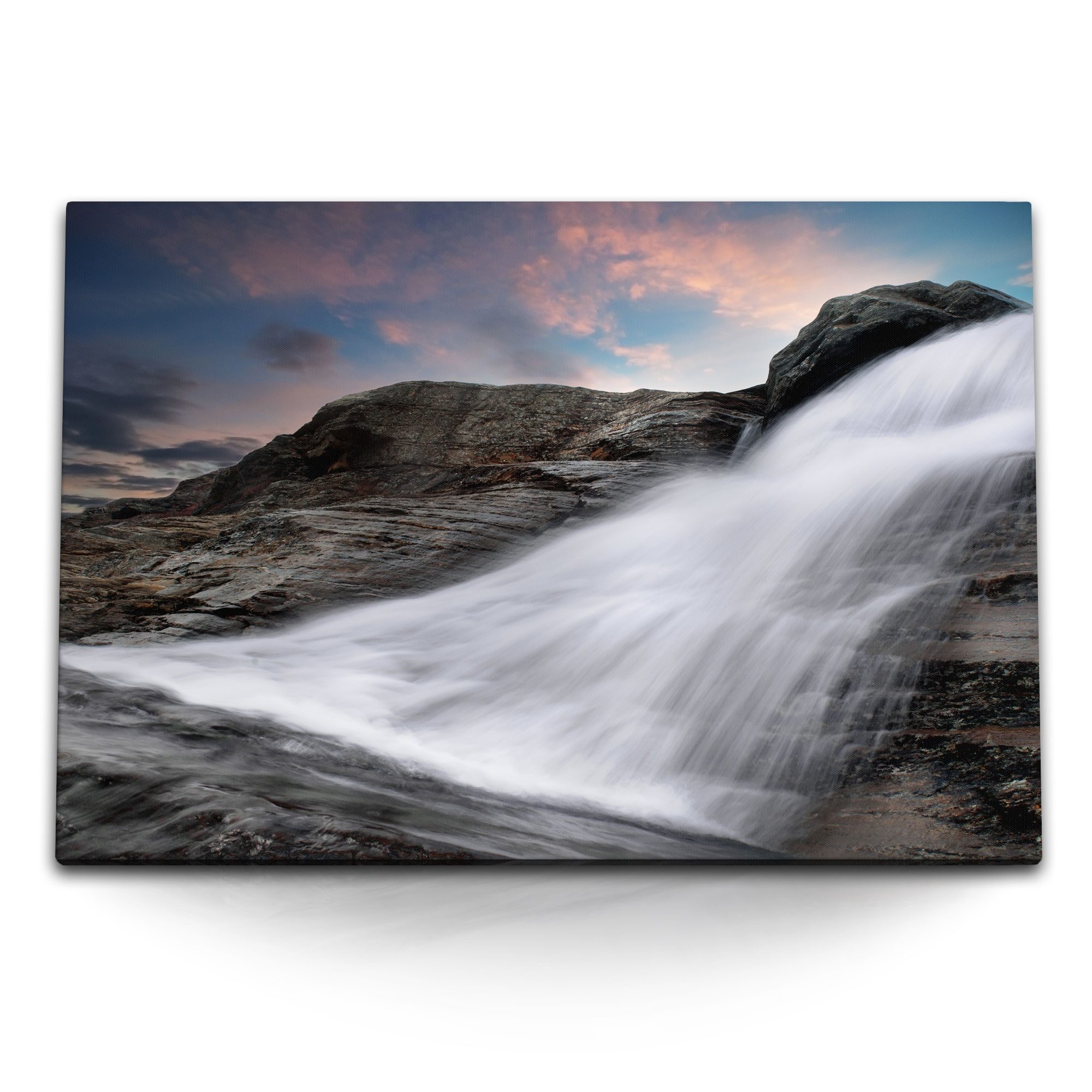 Leinwandbild 120x80cm Wandbild auf Leinwand Wasserfall Island Natur Felsen Berge No