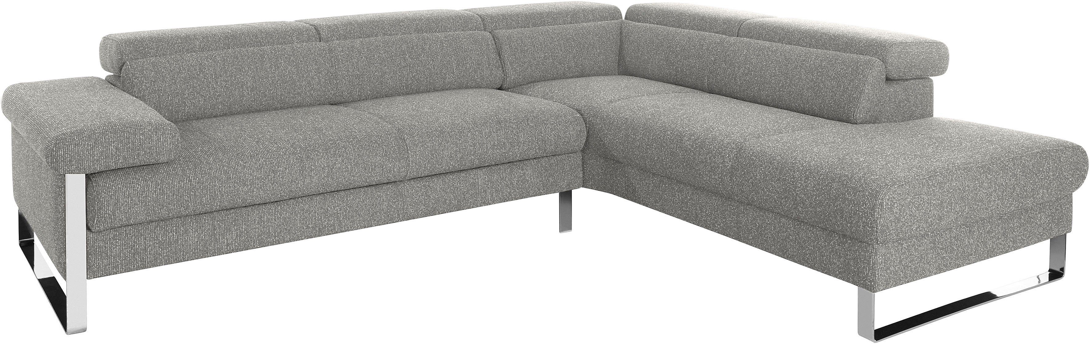 W.SCHILLIG Ecksofa finn, toller Sitzkomfort, L-Form, hochwertige Verarbeitungsdetails, German Design Award 2016, Fußgestell Chrom glänzend, Breite 281 cm