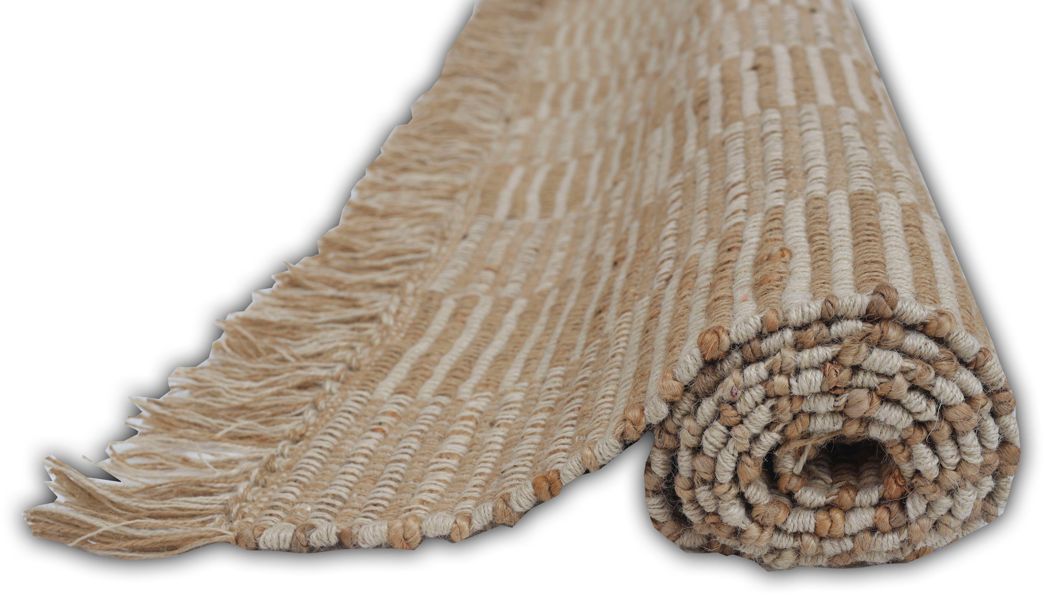 mm, Geflochtener Naturprodukt Teppich, 7 Karo-Muster Höhe: 100% Teppich Jute, Himal, aus affaire, rechteckig, Home