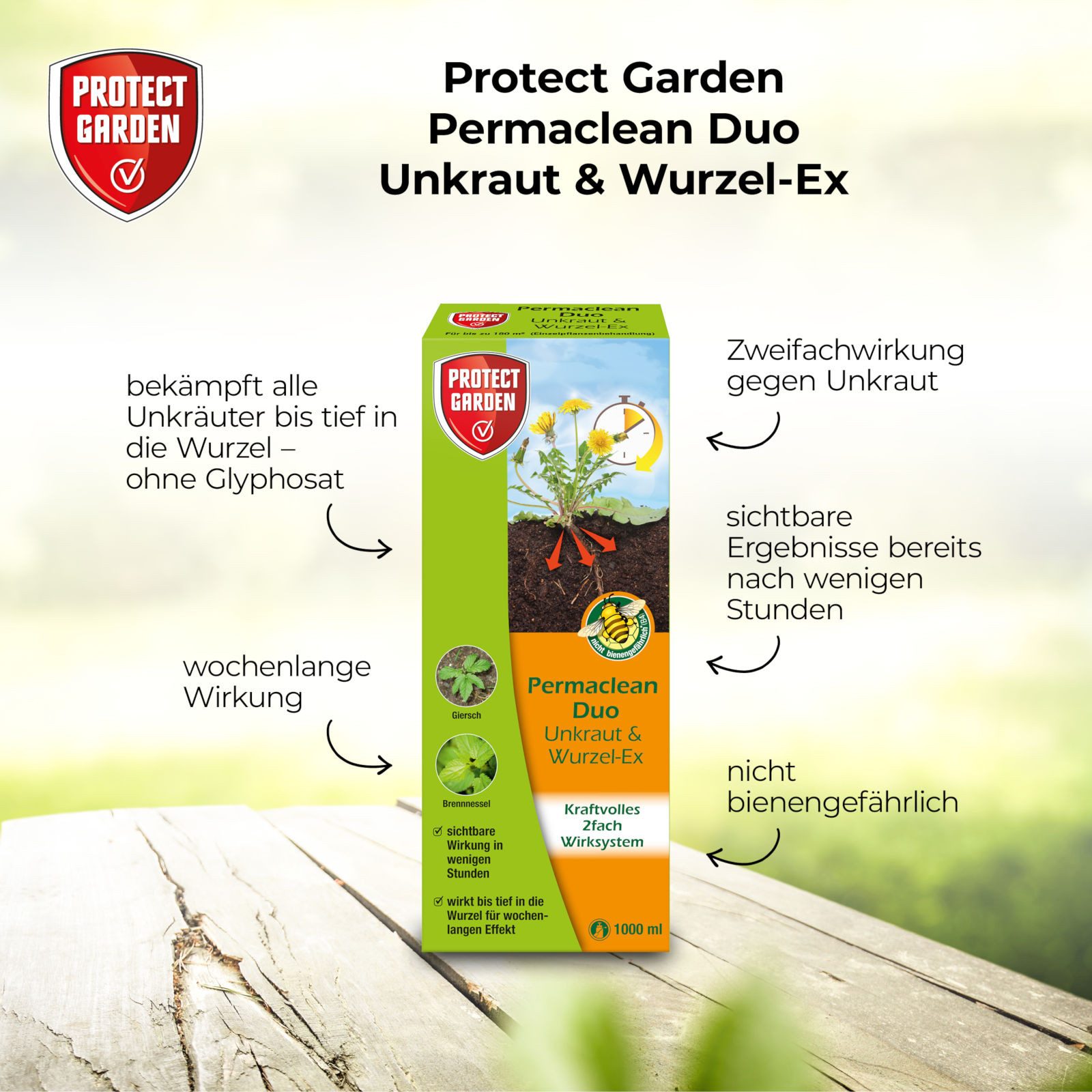 Protect Garden Unkrautbekämpfungsmittel Permaclean Duo Unkraut & Wurzel-Ex, 1 Liter, 1000 ml