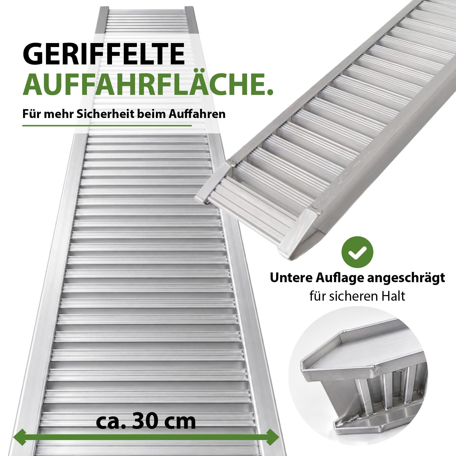 TRUTZHOLM Auffahrrampe Schwerlastrampe 200cm 2000 kg Alu Auffahrrampe für PKW Quad Maschinen (2-St., 2er Set), Stabile Konstruktion, profilierte Oberfläche, mit – Bild 4 von 5