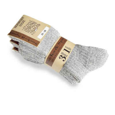 Sonia Originelli Norwegersocken 3 Paar Norweger Woll-Socken grau meliert unisex 3er-Set, Die Farben können leicht von der Abbildung abweichen