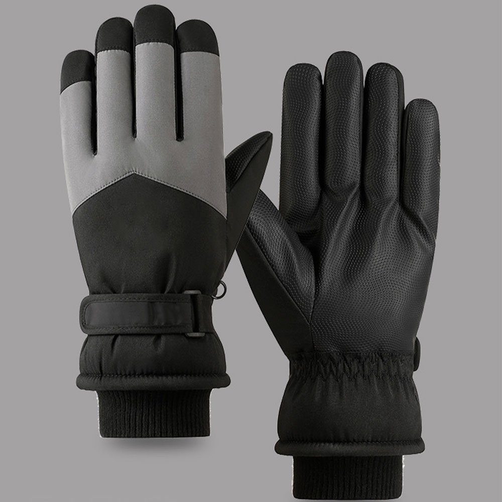 LAKKEC Fäustlinge Verdickte warme wasserdichte Outdoor-Skihandschuhe Touchscreen verfügbar geeignet für Männer und Frauen Grau