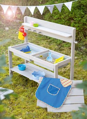 roba® Outdoor-Spielküche FUN Massivholz, Matschküche mit Schürze und abnehmbarer Abdeckung