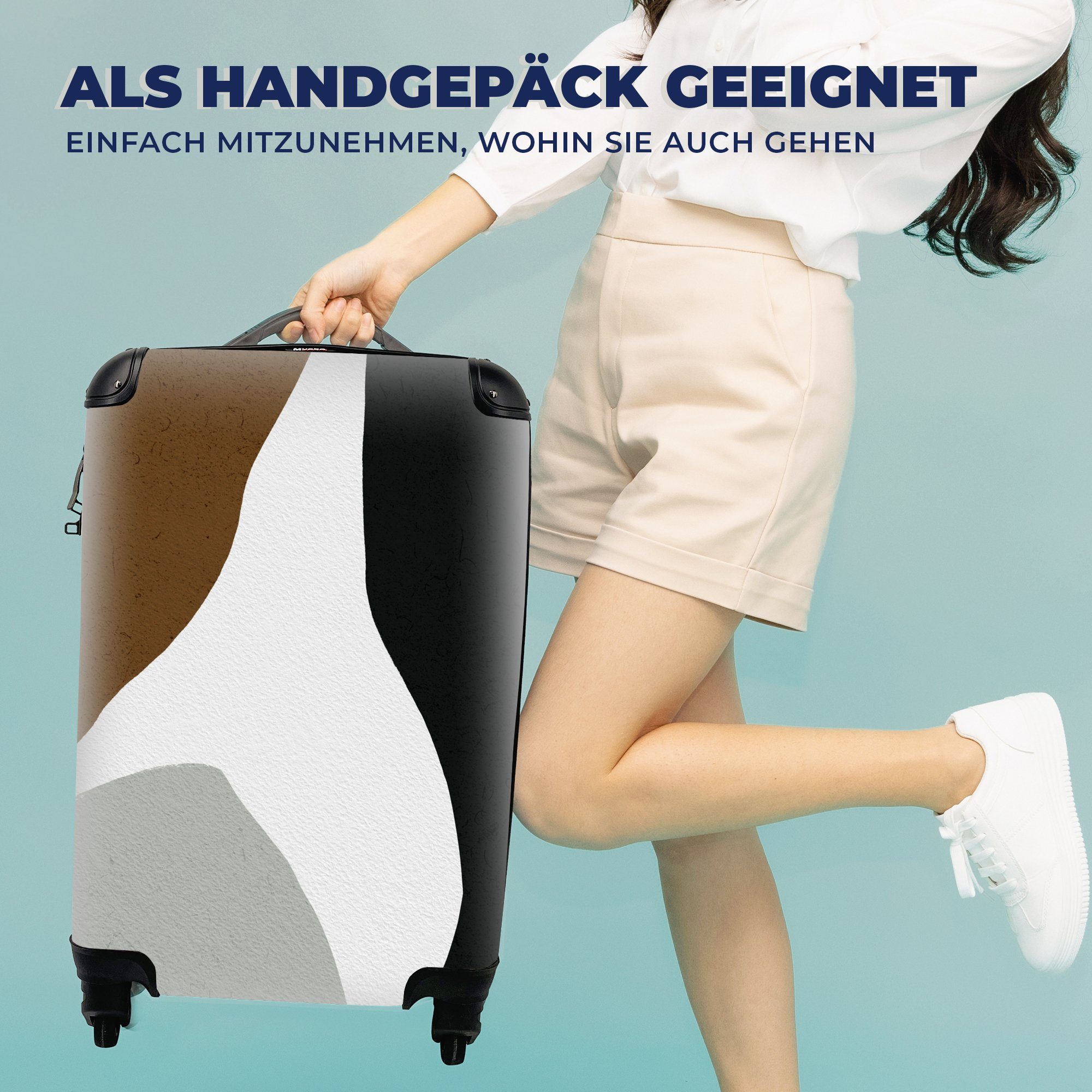 4 Handgepäck für mit rollen, MuchoWow Gestaltung Formulare, - Minimalismus Handgepäckkoffer Ferien, Rollen, - Reisekoffer Reisetasche Trolley,