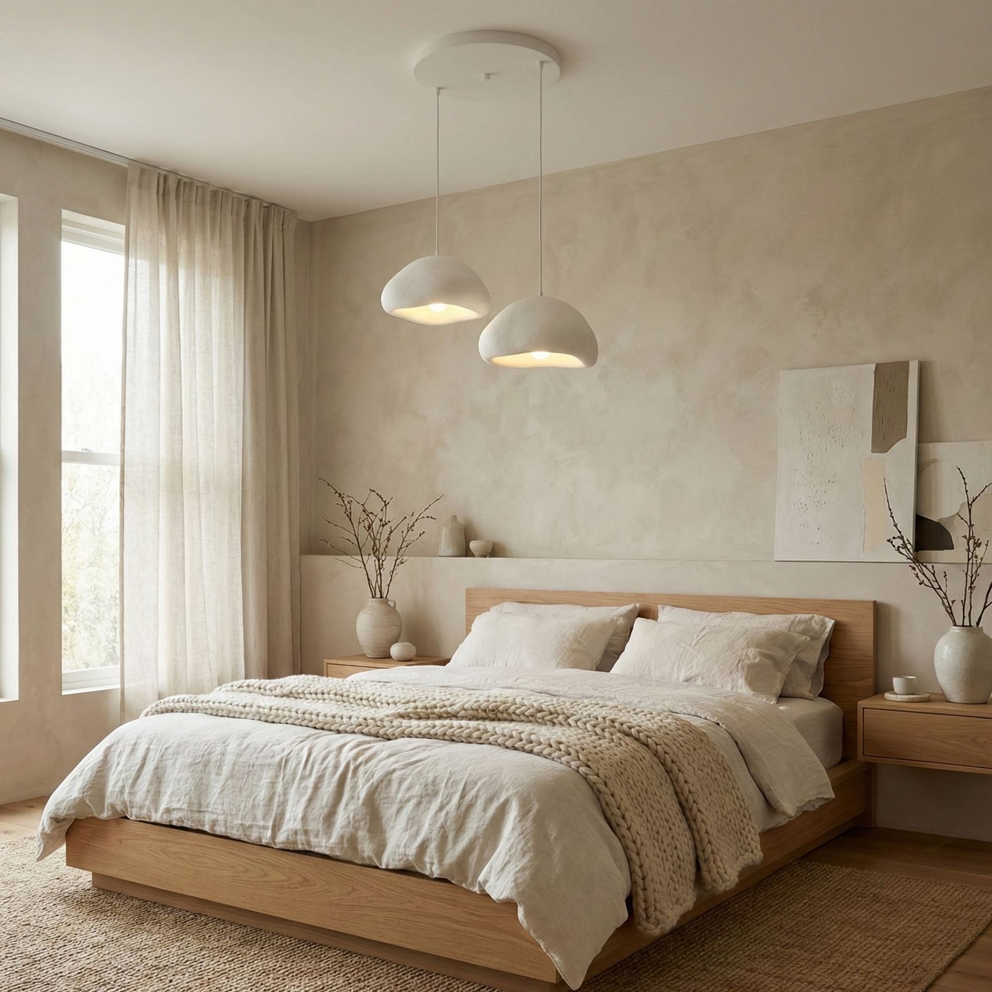 Opviq Pendelleuchte Loval, höhenverstellbar, boho deco, ohne Leuchtmittel, Fiberglas-Schirme,Hängelampe E27,Essplatzbeleuchtung