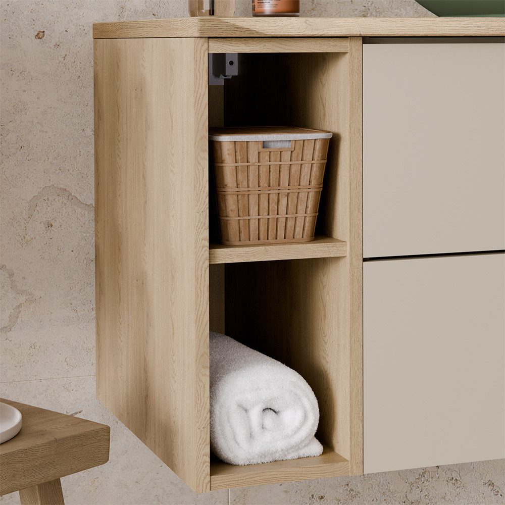 Lomadox Waschbeckenschrank DURANGO-56 100 cm breit in Kaschmir und Eiche mi günstig online kaufen