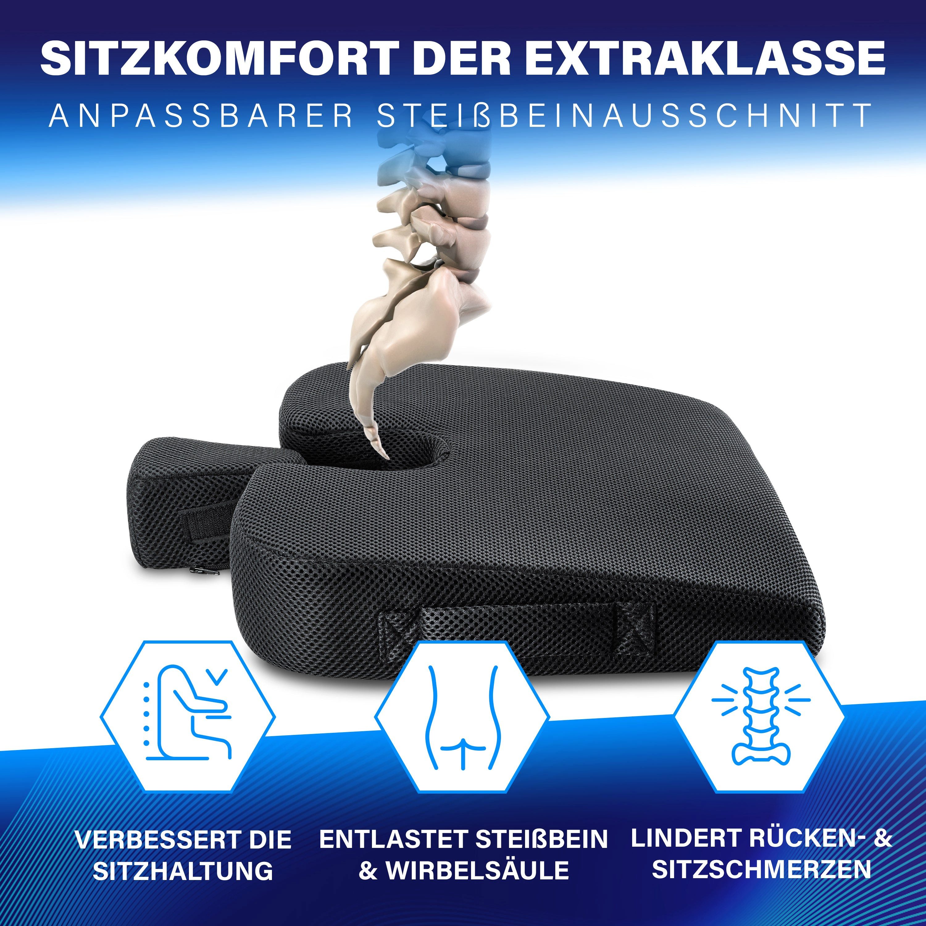 Healthfix Keilkissen, Keilkissen zur Verbesserung der Sitzhaltung - Ergonomisches Sitzkeil